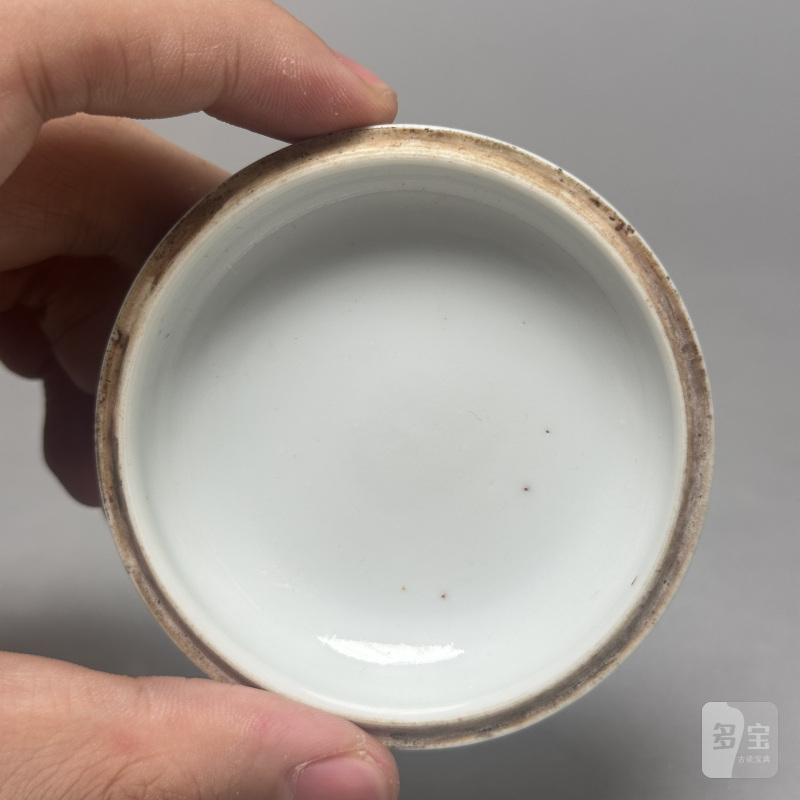 清晚期 青花人物图印泥盒 - 图11